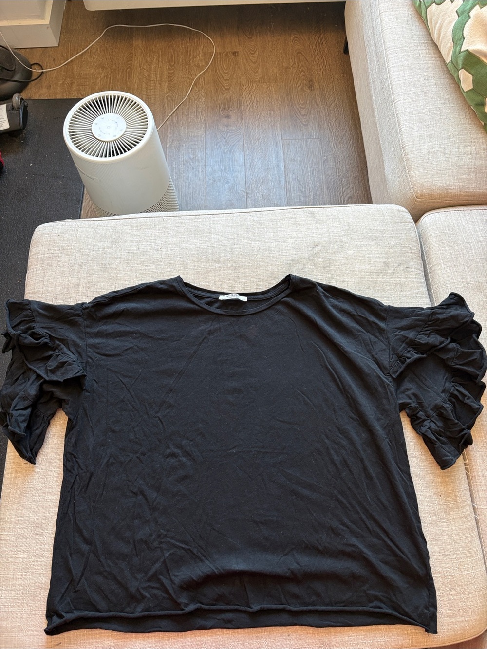 Zara Black Ruffle Sleeve Tee